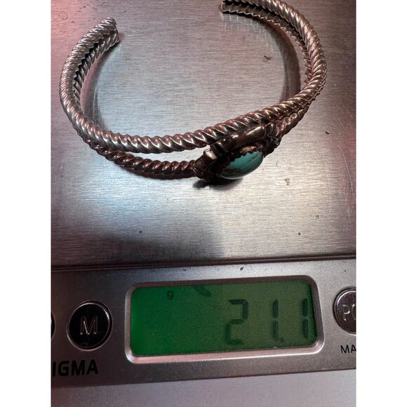 Estate R. Bennett Sterling Silver 925 Turquoise Cuff Bracelet 6" Vintage Navajo - Picture 9 of 9